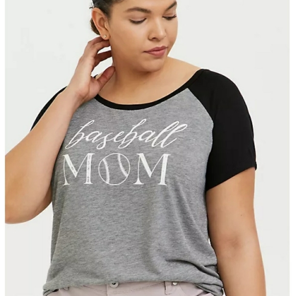 torrid Tops - Torrid 2 Baseball Mom Reglan Tee SS Featherlite